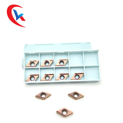 CNC লেদ ফিনিশিং ব্লেড DCGT11T301R-Y ব্রোঞ্জ আবরণ HRA 91.8 টংস্টেন কার্বাইড সন্নিবেশ