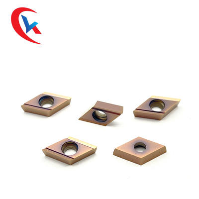 CNC লেদ ফিনিশিং ব্লেড DCGT11T301R-Y ব্রোঞ্জ আবরণ HRA 91.8 টংস্টেন কার্বাইড সন্নিবেশ